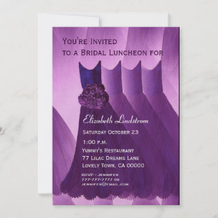 Bridesmaid Luncheon Brunch Purple Dresses Metallic Invitation