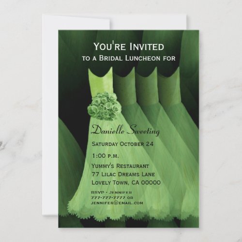 Bridesmaid Luncheon or Brunch Green Dresses V03 Invite
