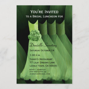 Bridesmaid Luncheon or Brunch Green Dresses V03A Invitation