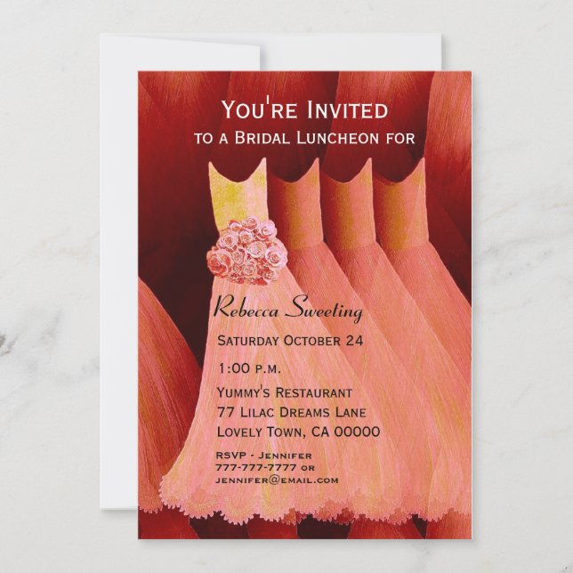 Bridesmaid Luncheon or Brunch Peach Dresses V04 Invitation (Front)