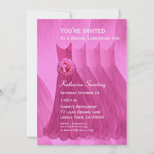Bridesmaid Luncheon or Brunch Pink Dresses V07 Cards