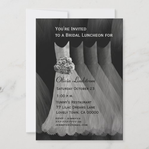 Bridesmaid Luncheon or Brunch Silver Gray Dresses Personalized Invitation