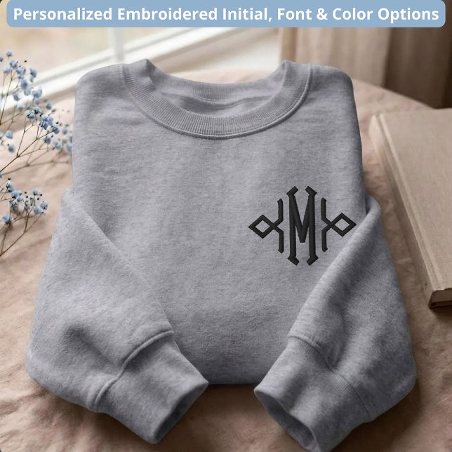 Bridesmaid | Luxury Custom Initial Teacher Student Embroidered Sweatshirt (Minimalist Custom Monogram Law Student | Bridesmaid | Graduate | New Mom Embroidered Sweatshirt)
