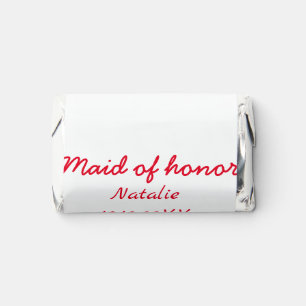 Bridesmaid maid of honor add name date year text hershey's miniatures