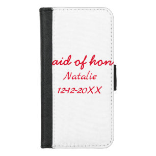 Bridesmaid maid of honor add name date year text iPhone 8/7 wallet case