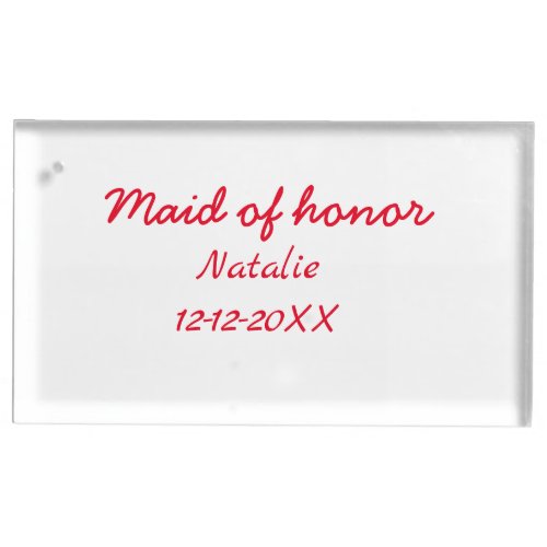 Bridesmaid maid of honor add name date year text place card holder