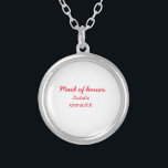 Bridesmaid maid of honor add name date year text silver plated necklace<br><div class="desc">Design</div>