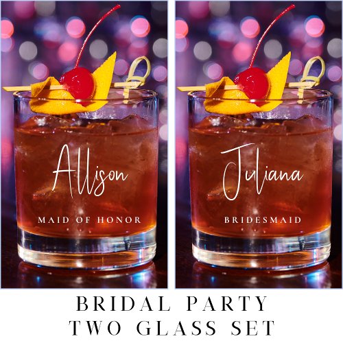 Bridesmaid Maid Of Honor Chic Wedding Whiskey Glass