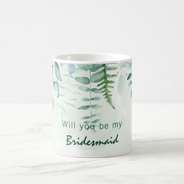 Bridesmaid maid of honor eucalyptus greenery coffee mug (Center)