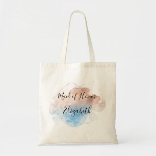 Bridesmaid Maid of Honor Gift Pink Blue Elegant  Tote Bag