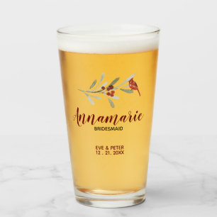 Bridesmaid, Maid of Honor ,Personalized Wedding Glass