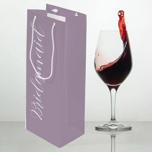 Bridesmaid Mauve Stylized Script Wine Gift Bag