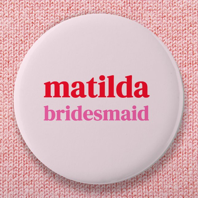Bridesmaid Minimal Red and Pink Bachelorette Button (Creator Uploaded)