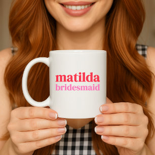 Bridesmaid Minimal Red and Pink Bachelorette Coffee Mug
