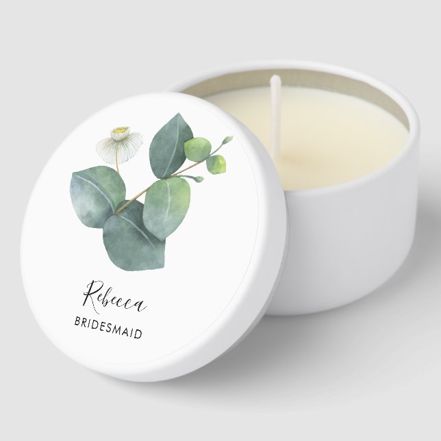 Bridesmaid Minimalist Eucalyptus Wedding Mini Candle Favors (Corner)