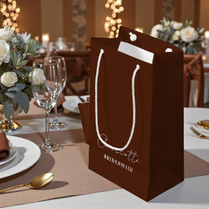 Bridesmaid Minimalist Script Brown Small Gift Bag