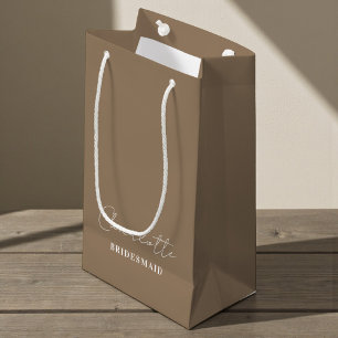 Bridesmaid   Minimalist Script Natural  Small Gift Bag