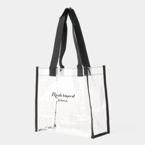 Bridesmaid Minimalist Team Bride Clear Tote Bag