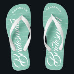 Bridesmaid Mint Or Any Color Stripes Pattern Flip Flops<br><div class="desc">Mint Stripes Pattern - Change to Any Color by clicking customize. And say anything you want.  Make these one of a kind flip flops that have YOUR message on them.  Be the talk of the beach!</div>