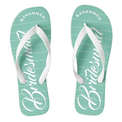 Bridesmaid Mint Or Any Color Stripes Pattern Flip Flops