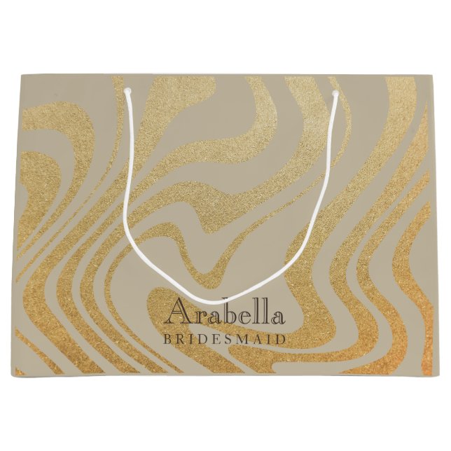 Bridesmaid | Modern Chic Liquid Gold Large Large Gift Bag (Front)