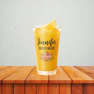 Bridesmaid Modern Floral Personalized Shot Glass