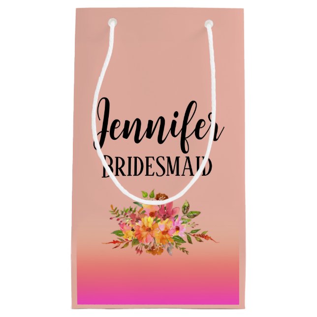 Bridesmaid | Modern Floral Personalized Small Gift Bag (Front)