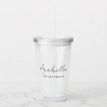 Bridesmaid | Modern Minimalist Script Bachelorette Acrylic Tumbler<br><div class="desc">This Bridesmaid custom design features a handwritten script typography. You can easily personalize the name and title or add your custom message! The perfect elegant accessory for a bridesmaid proposal or bachelorette!</div>
