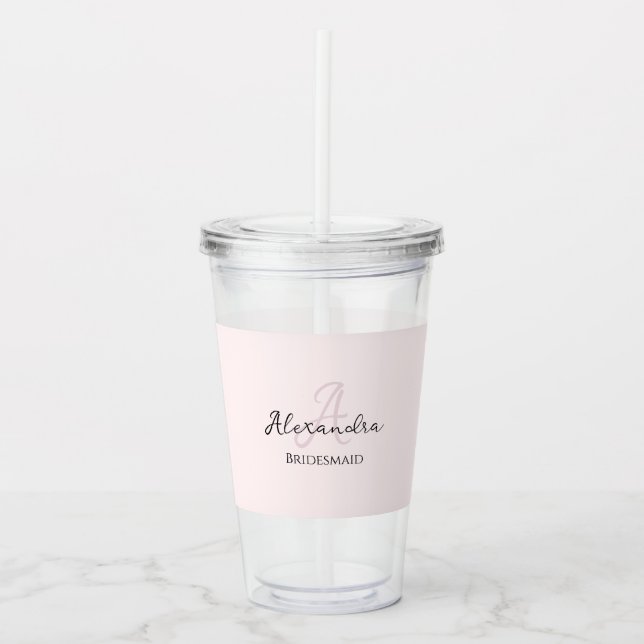 Bridesmaid Modern Minimalist Script Bachelorette Acrylic Tumbler (Front)