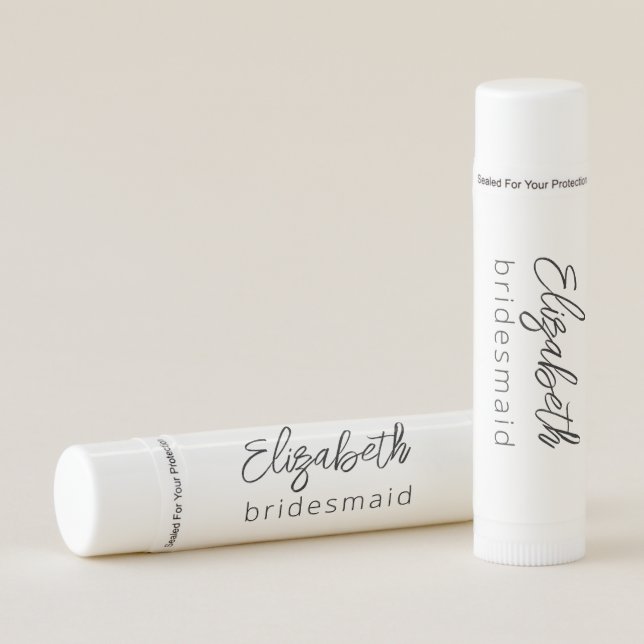 Bridesmaid Modern Minimalist Script Bachelorette Lip Balm (Front)