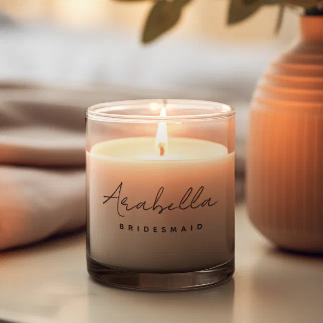 Bridesmaid | Modern Minimalist Script Bachelorette Scented Candle
