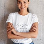Bridesmaid | Modern Minimalist Script Bachelorette T-Shirt<br><div class="desc">This Bridesmaid custom design features a handwritten script typography. You can easily personalize the name and title or add your custom message! The perfect elegant accessory for a bridesmaid proposal or bachelorette!</div>