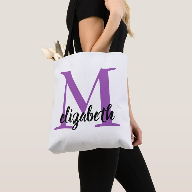 Bridesmaid Modern Minimalist Script Bachelorette Tote Bag (Close Up)