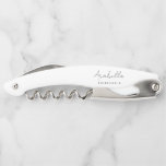 Bridesmaid | Modern Minimalist Script Bachelorette Waiter's Corkscrew<br><div class="desc">This Bridesmaid custom design features a handwritten script typography. You can easily personalize the name and title or add your custom message! The perfect elegant accessory for a bridesmaid proposal or bachelorette!</div>