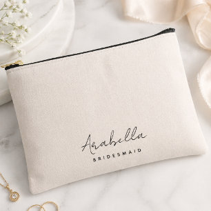 Bridesmaid   Modern Minimalist Script Blush Pink Accessory Pouch
