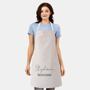 Bridesmaid Modern Minimalist Script Blush Pink Apron
