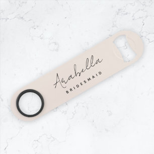 Bridesmaid   Modern Minimalist Script Blush Pink Bar Key