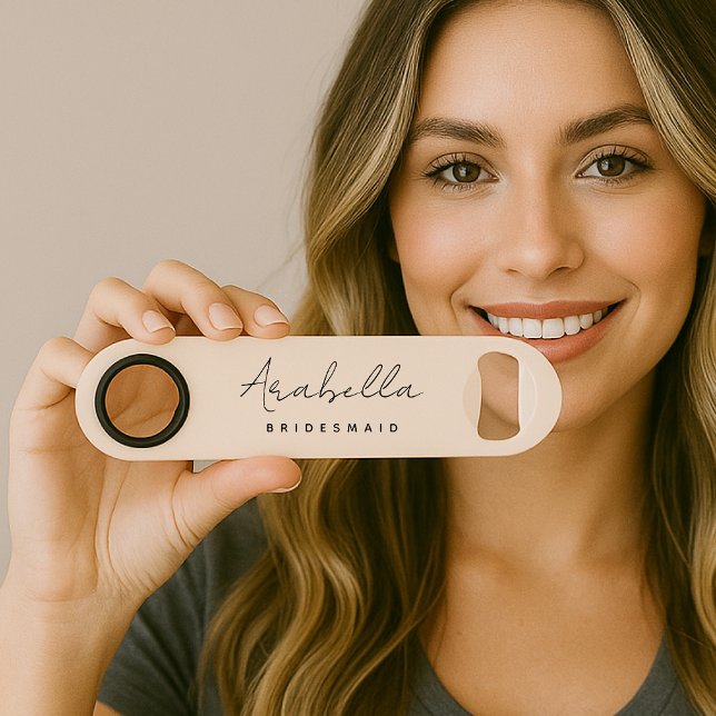 Bridesmaid | Modern Minimalist Script Blush Pink Bar Key (Creator Uploaded)