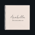 Bridesmaid | Modern Minimalist Script Blush Pink Notebook<br><div class="desc">This Bridesmaid custom design features a handwritten script typography on a blush pink background. You can easily personalize the name and title or add your custom message! The perfect elegant accessory for a bridesmaid proposal or bachelorette!</div>