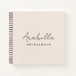 Bridesmaid | Modern Minimalist Script Blush Pink Notebook<br><div class="desc">This Bridesmaid custom design features a handwritten script typography on a blush pink background. You can easily personalize the name and title or add your custom message! The perfect elegant accessory for a bridesmaid proposal or bachelorette!</div>