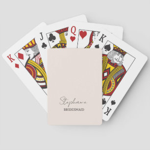 Bridesmaid Modern Minimalist Script Blush Pink Poker Cards
