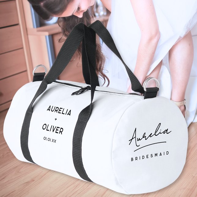 Bridesmaid Modern Minimalist Script Personalized Duffle Bag (Creator Uploaded)