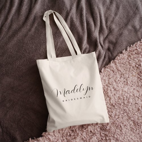 Bridesmaid Modern Minimalist Script Tote Bag