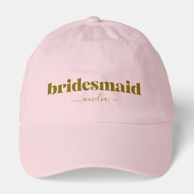 Bridesmaid Modern Pink Personalized Name Hat (Front)