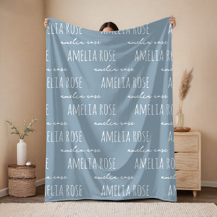 Bridesmaid Modern Script Blue Wedding Custom Fleece Blanket