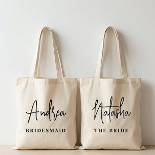 Bridesmaid   Modern Script Bridal Shower Custom Tote Bag