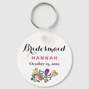 Bridesmaid Modern Typography Script Wedding Keychain