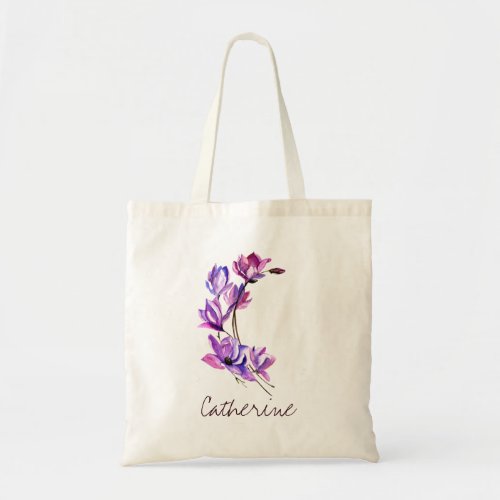 Bridesmaid Monogram Floral Letter C Wedding Tote Bag