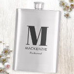 Bridesmaid Monogram Name Flask<br><div class="desc">Modern typography minimalist monogram name design which can be changed to personalize. Perfect for thanking your Bridesmaid for all their help and support in making your wedding amazing.</div>