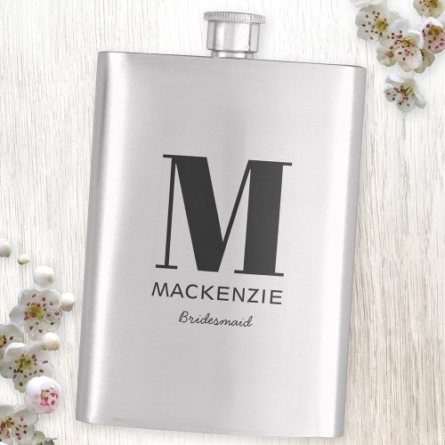 Bridesmaid Monogram Name Flask